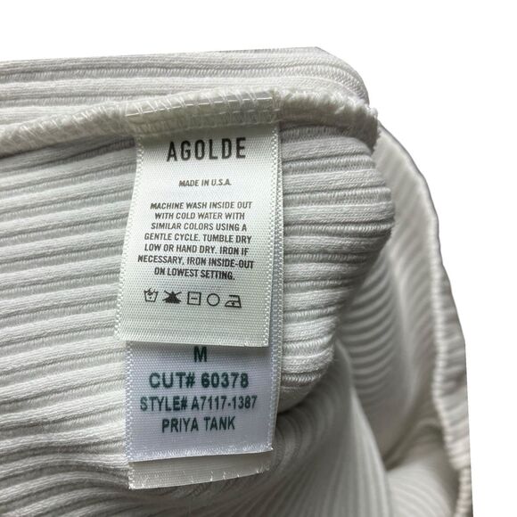 Agolde Top WMNS M Off White Priya Ribbed‎ Sleeveless Tank Stretch Organic - Picture 7 of 11
